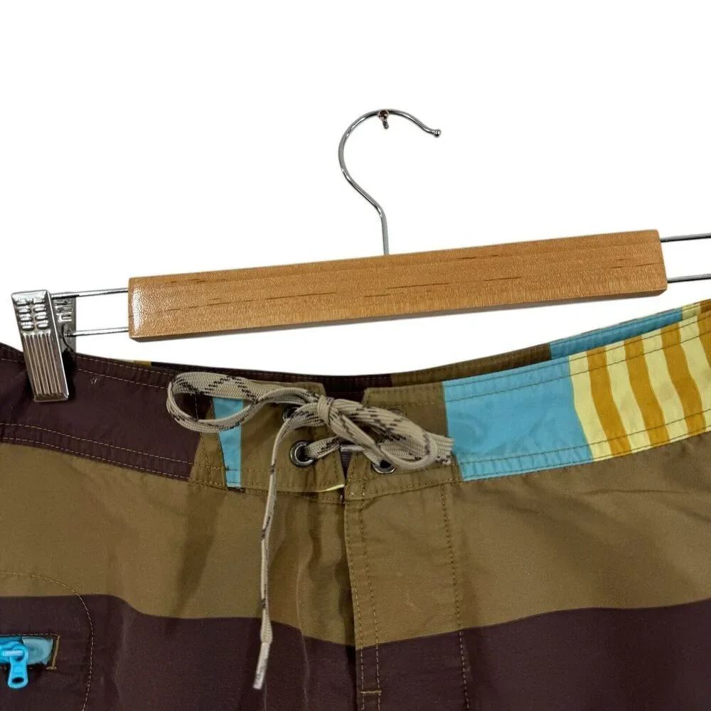 Patagonia 32 Wavefarer Board Shorts Swim Tie Waist Striped Beach Mens
